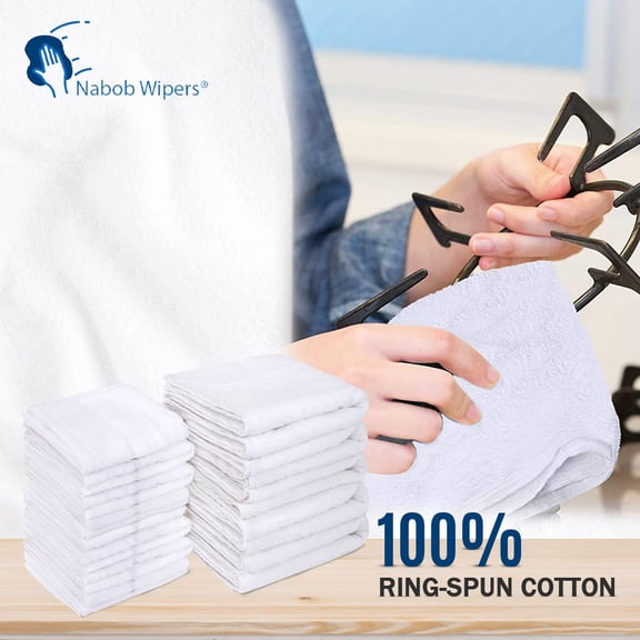 ASIASN-White Terry Rags 2lb Bulk Towel Rag Multipurpose 12x12 Inches 100% Cotton Ring Spun Cleaning Solution for Body Shops, Garages, Restaurants, Home, Bars (22-25 Pack)