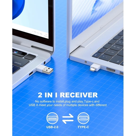 ASIASN-White USB C Presentation Clicker Wireless Presenter Remote for PowerPoint Presentations,Volume Control PPT Slide Advancer for Mac Laptop PC Computer