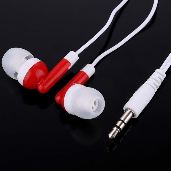ASIASN-Wholesale Earbuds Bulk Headphones Individually Bagged 50 Pack for iPhone, Android, MP3 Player for Schools, Libraries, Hospitals (Red)