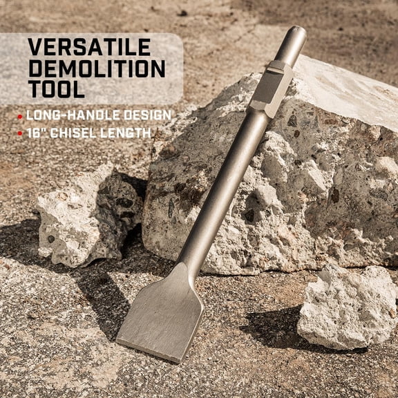 ASIASN-Wide Tile Chisel Bit for Demolition Jack Hammer 1-1/8" Hex 3" x 12" Long Flat Removal Chisel Scraping Construction Concrete Breaker Punch Drill