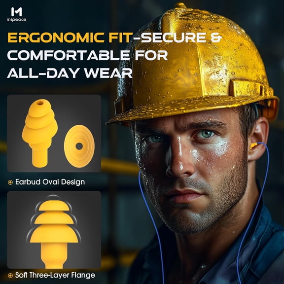 ASIASN-Wired Ear Protection Headphones, Ear Plug Headphones for Work-Safety Work Earbuds for Mowing Construction Industry