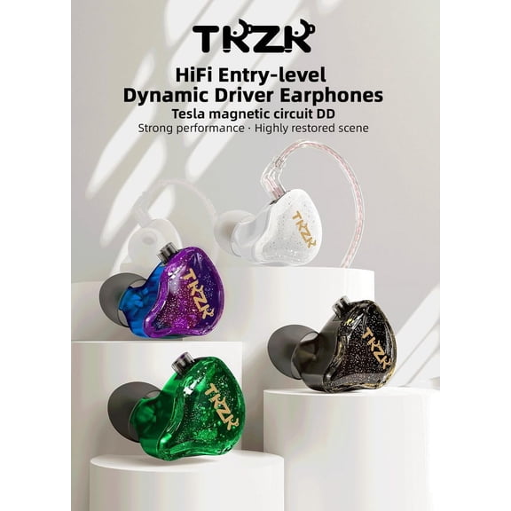 ASIASN-Wired Earbuds,TK1 in Ear Monitors HiFi IEM,Noise Concelling Noise Cancelling Earphones Gaming Earbuds with 1DD for Computer Laptop School Music Video (Puple Blue, Without Mic)