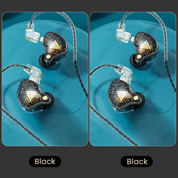 ASIASN-Wired Gaming Earbuds 2 Pack, AK6 PRO in Ear Monitors, Deep Bass Sound Wired Earbuds, HiFi in Ear Headphones with New 1DD 10mm Dynamic Driver, IEM for Music Gaming Video Calling (Black+Black)