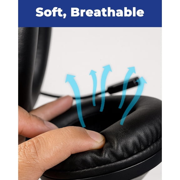 ASIASN-Wired Headset with Microphone for Laptop PC Over-Ear Headphones with Stereo Sound & Noise-Cancelling Mic, 3.5mm Plug Comfortable Headset for Work, Online Classes, Gaming, and Music Listening