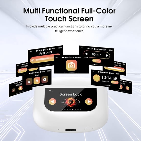 ASIASN-Wireless Earbuds, Bluetooth 5.4 Headphones with Multifunctional Touch Screen, 48H Hi-Fi Stereo Ear Buds with ENC Noise Cancelling Mic/5 EQ Modes Earbuds, IPX7 Earphones for iOS Android White