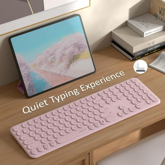 ASIASN-Wireless Pink Keyboard, Bluetooth 2.4GHz Dural Mode Connection ...