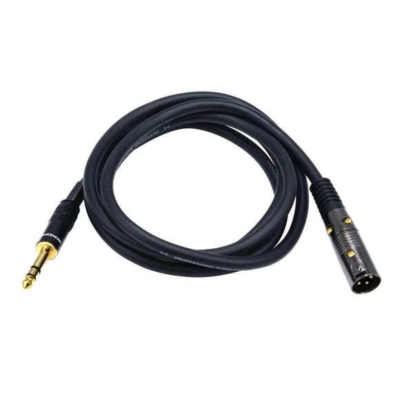 ASIASN-XLR Male to 1/4-Inch TRS Male Cable - 25 Feet - Black, 16AWG, Gold Plated - Premier Series