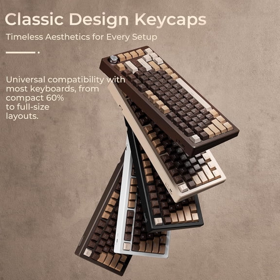 ASIASN-XVX Shine Through Keycaps -133 Keys Cherry Profile Double Shot PBT Keycaps Compatible for 60%/75%/100% Retro Gaming Mechanical Keyboard-Coffee Brown