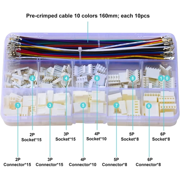 ASIASN-Yoeruyo KK 2.5mm Pitch Connector with Premium 22AWG Pre-Crimped Cables,Compatible with Molex KK-254 MX 2.54mm Male Female Connector 2/3/4/5/6 Pin KF2510 Housing (MX2.54-2510)