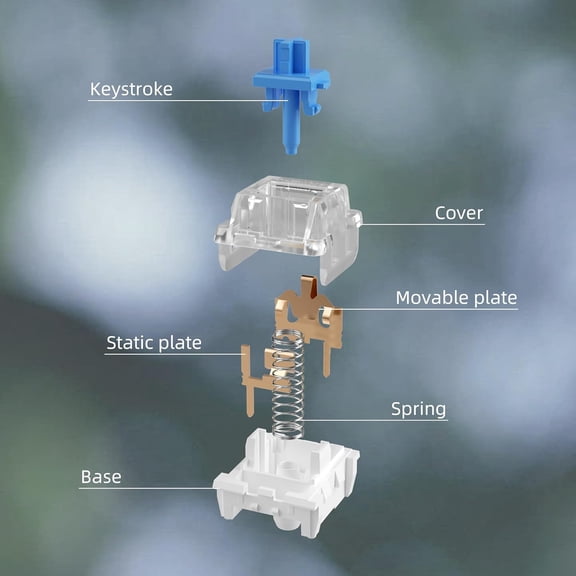 ASIASN-ZhouWang Blue Switch 3 Pin 50gf Pre-Lubricated,Dustproof Click Switch,Crisp clicking Sound with Strong Tactile Feedback, Suitable clicker for 3D Prints and Mechanical Gaming Keyboards.(Blue,72