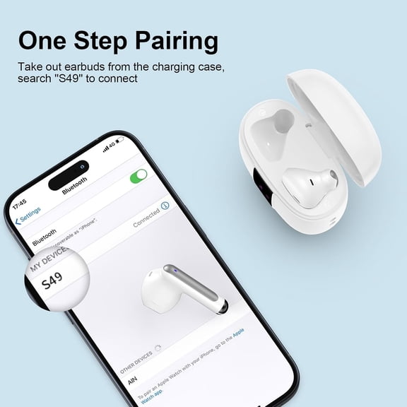 ASIASN-for iPhone 17 Pro Max Air, Earbuds Wireless Earphones Bluetooth Headphones Wire Less Blue Tooth Ear Buds Headset Ear Phones for iPhone 16e, 16, 16 Pro Max, 16 Plus, 15 14 13 12 11 Mini SE XR X