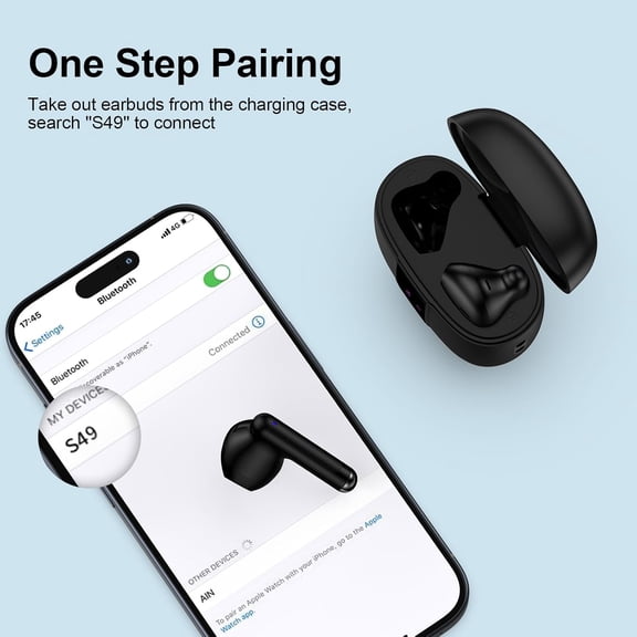 ASIASN-for iPhone 17 Pro Max Air, Earbuds Wireless Earphones for iPhone 16e, 16, 16 Pro Max, 16 Pro, 16 Plus, Bluetooth 5.3 Headphones Ear Buds Headset for 15 14 13 12 11 Mini SE XR X XS Max 8 7