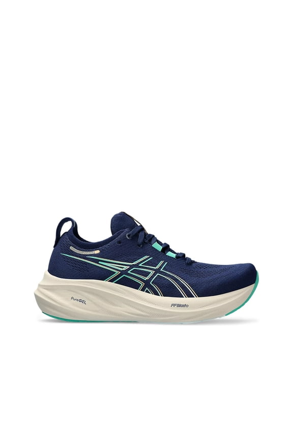 Women's Gel-Nimbus 26 Running Shoe, Blue Expanse/Aurora Green, US 11 Medium