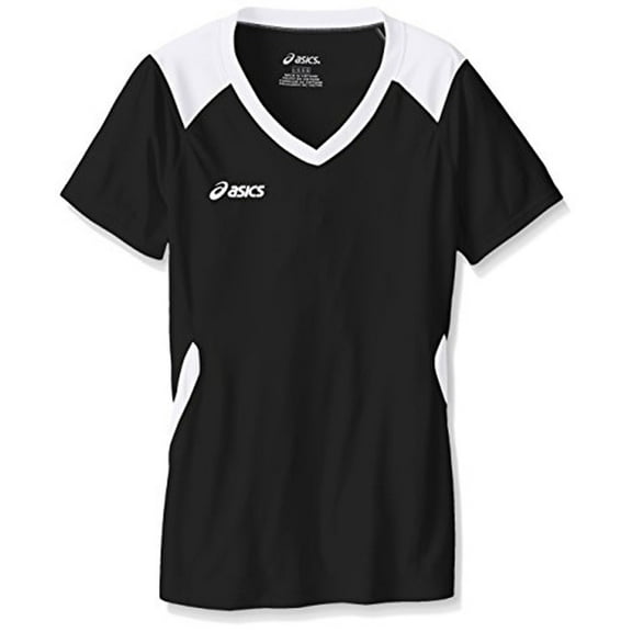 ASICS Girls 2-Tone Jersey, Black, Big Kids (8-20), XL