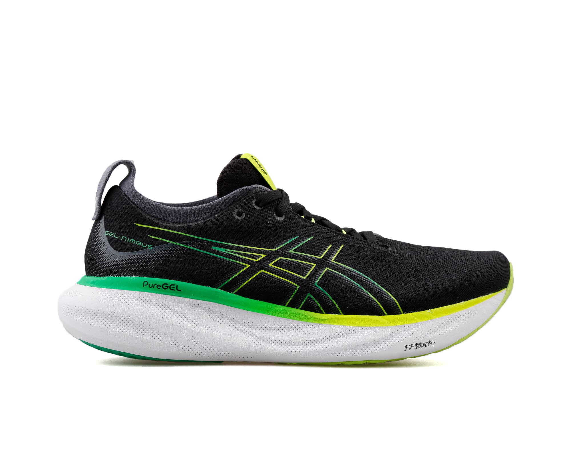 Men's Gel-Nimbus 25 Running Shoes, Size 8.5 ( Medium ), Black/Lime Zest