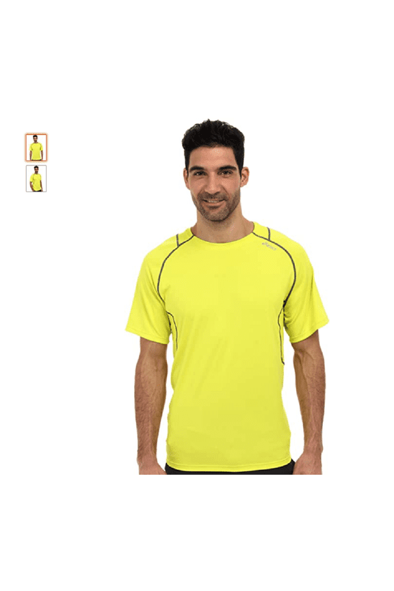 ASICS Men's MR1684 Favorite Reflective Short Sleeve Electric Lime Top, Sz. Small