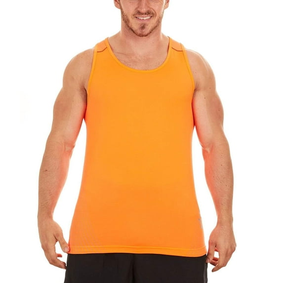ASICS Men's Reflective Print Running Singlet (X-Large, Orange/Flint)