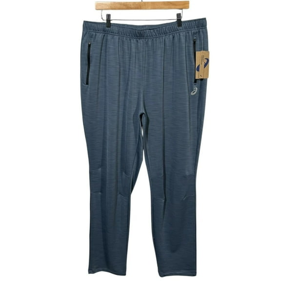 ASICS Men’s Training Pants Size 2XL (38x32") Steel Blue Stretch Zippered Pockets