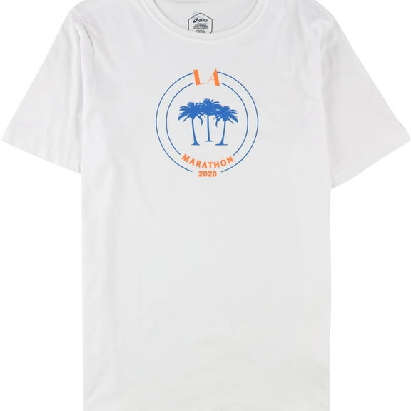 ASICS Mens LA Marathon 2020 Graphic T-Shirt, White, Large