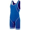 thumbnail image 1 of ASICS Mens Snap Down Wrestling Singlet Bodysuit Jumpsuit, Blue, X-Small, 1 of 6