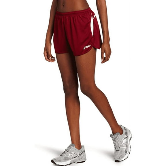 ASICS Women's Interval 1/2 Split Cardinal/White Short, Sz. X-Large