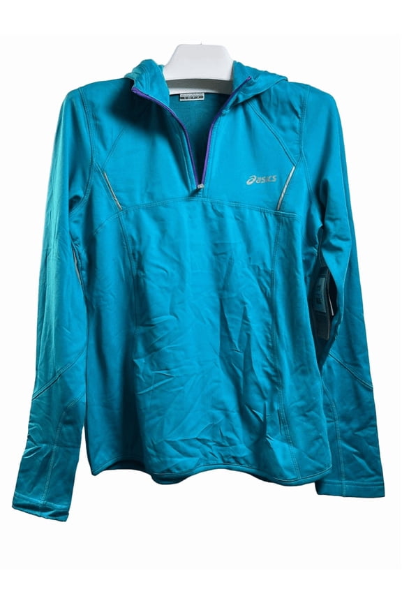 Women s Quarter Zip Active Athletic Hooded Long Sleeve Jacket, Blue, Small