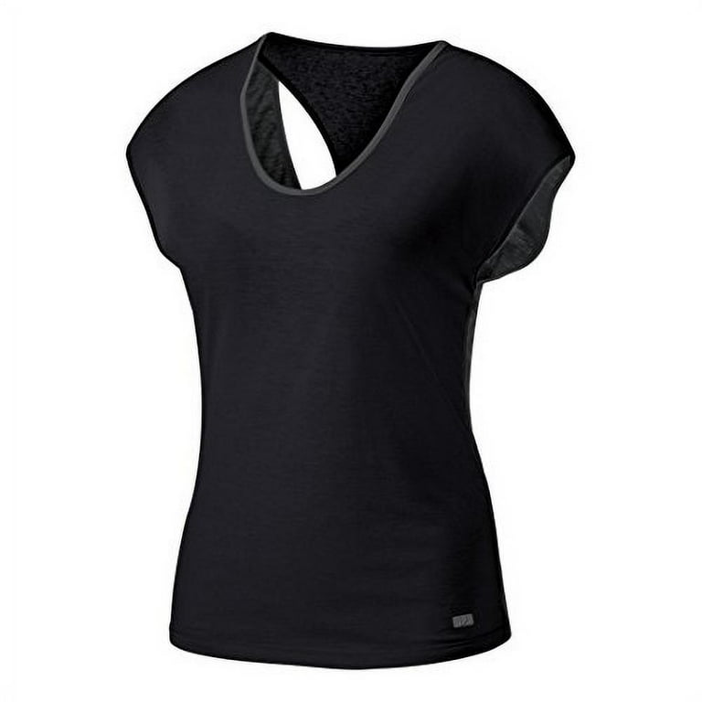 ASICS Women's Studio Fit Sana Reversible Short Sleeve Top Dark Grey/ Performance Black T-Shirt XS (US 4-6) 