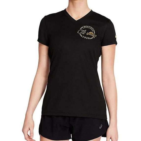 ASICS Womens Boston T&H Tech Graphic T-Shirt, Black, Small