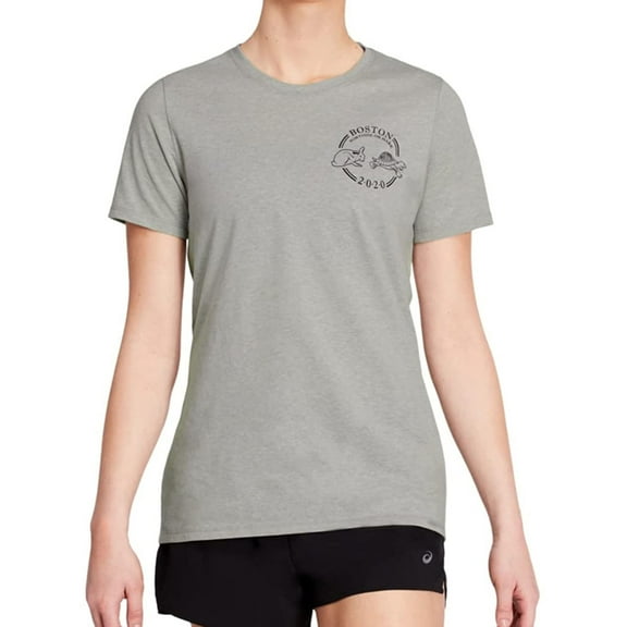 ASICS Womens Boston Tortise or Hare 2020 Graphic T-Shirt, Grey, Medium