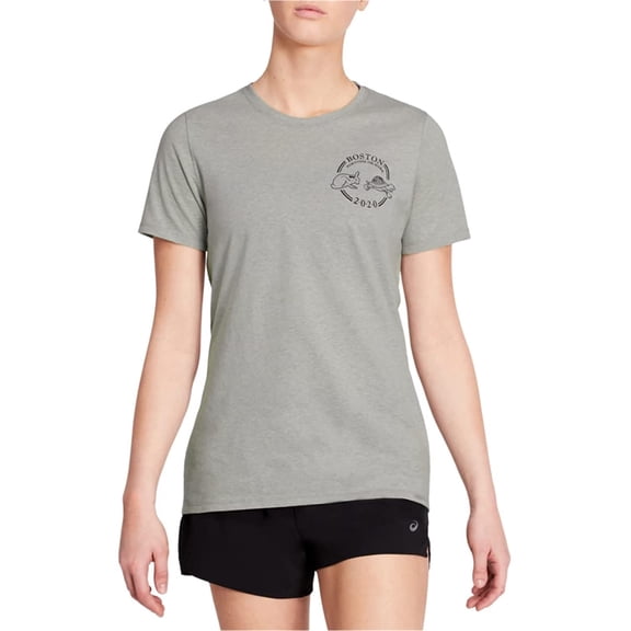 ASICS Womens Boston Tortise or Hare 2020 Graphic T-Shirt, Grey, Medium