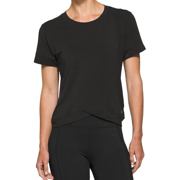 ASICS Womens Front Fold Hem Basic T-Shirt, Black, Small