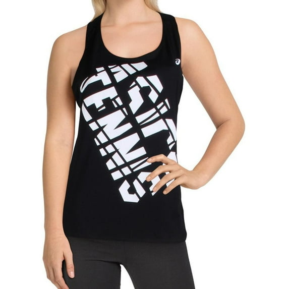 ASICS Womens Graphic Practice Racerback Tank Top, Black, Large