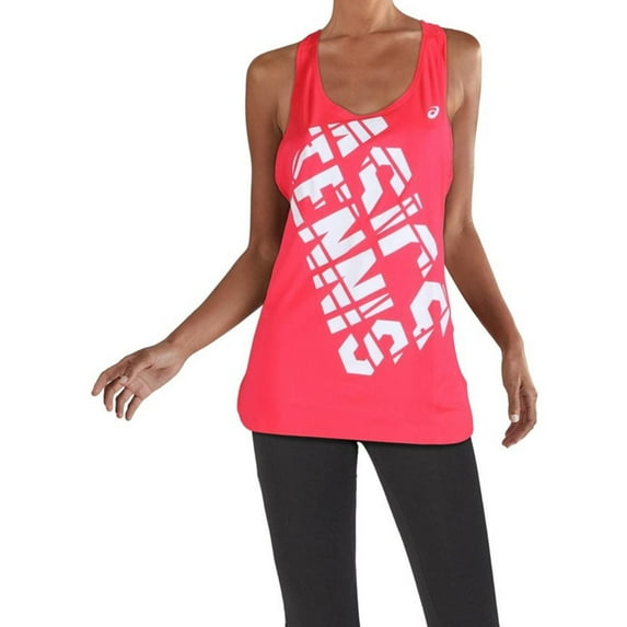 ASICS Womens Graphic Practice Racerback Tank Top, Pink, Small