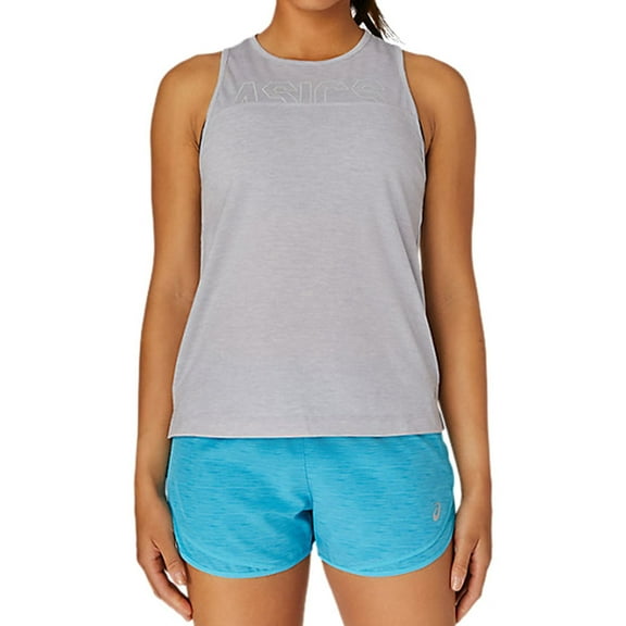 ASICS Womens Graphic Print Muscle Tank Top, Grey, Small