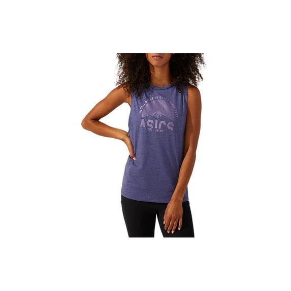 ASICS Womens Mountain Muscle Tank Top, Blue, Small