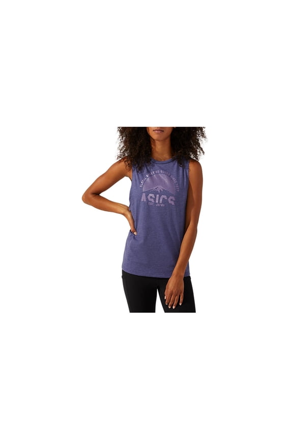 Womens Mountain Muscle Tank Top, Blue, X-Small