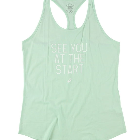 ASICS Womens See You At The Start Racerback Tank Top, Green, Small
