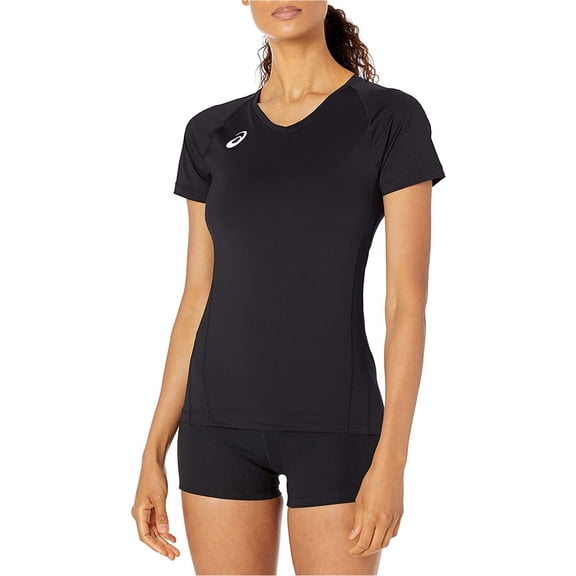 ASICS Womens Spin Serve Volleyball Basic T-Shirt, Black, Medium