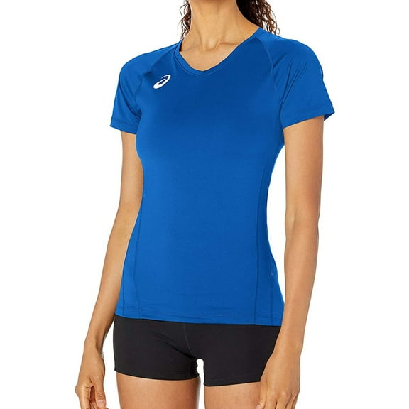 ASICS Womens Spin Serve Volleyball Basic T-Shirt, Blue, X-Large