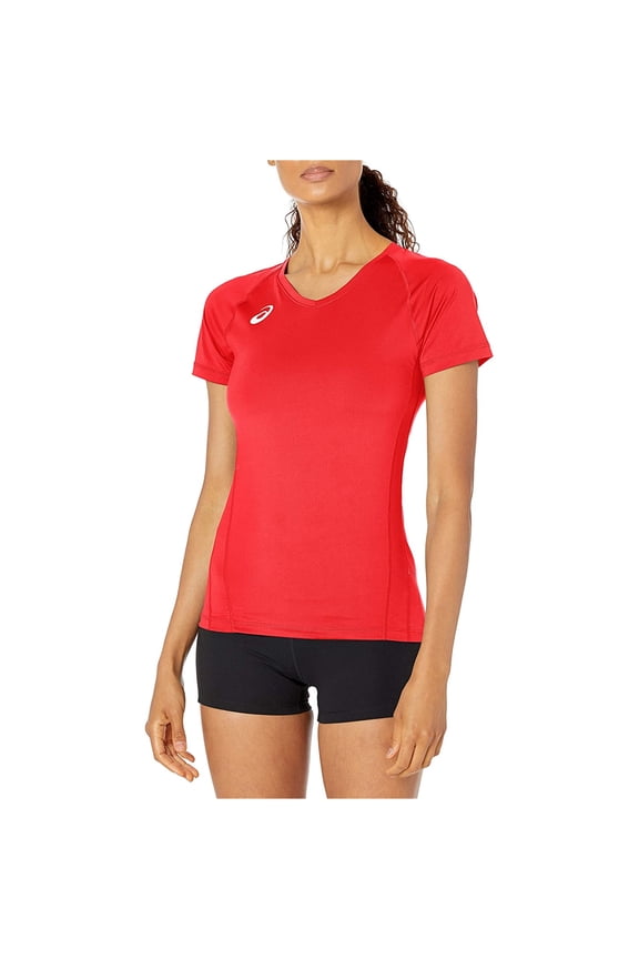 Womens Spin Serve Volleyball Basic T-Shirt, Red, Medium