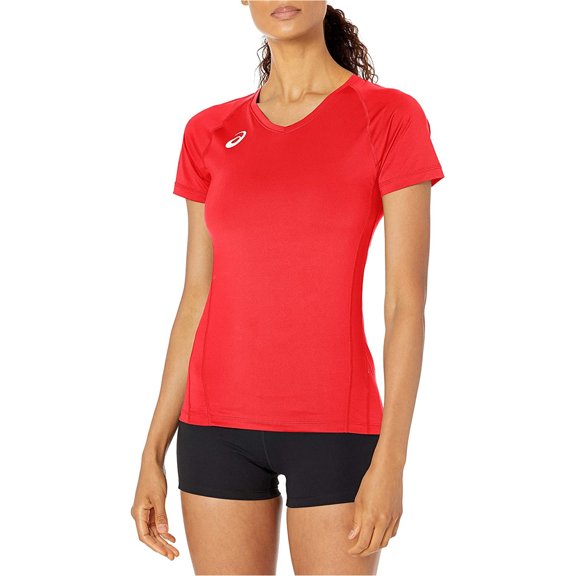 ASICS Womens Spin Serve Volleyball Basic T-Shirt, Red, Small