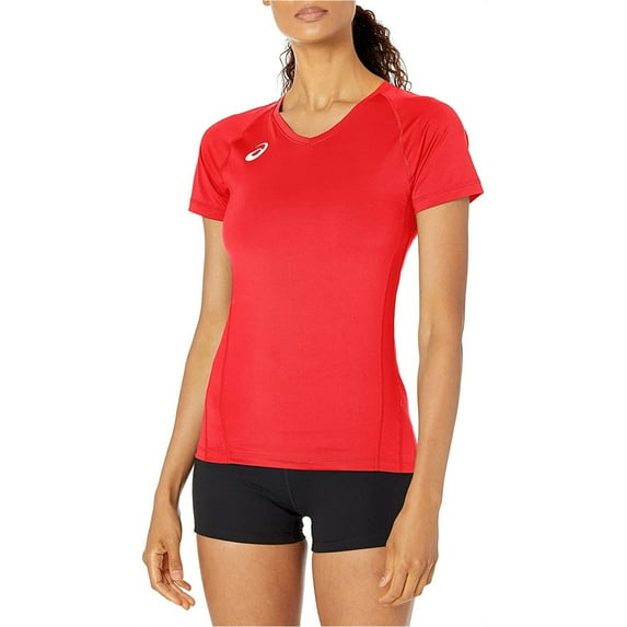 ASICS Womens Spin Serve Volleyball Basic T-Shirt, Red, XX-Large