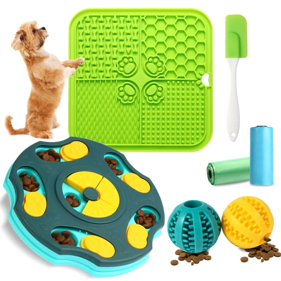 ASIDE 7-Pack Dog Puzzle Toy Set for Small Dogs & Puppies, Interactive Slow Feeder with Lick Mat & Treat Balls for Mental Stimulation