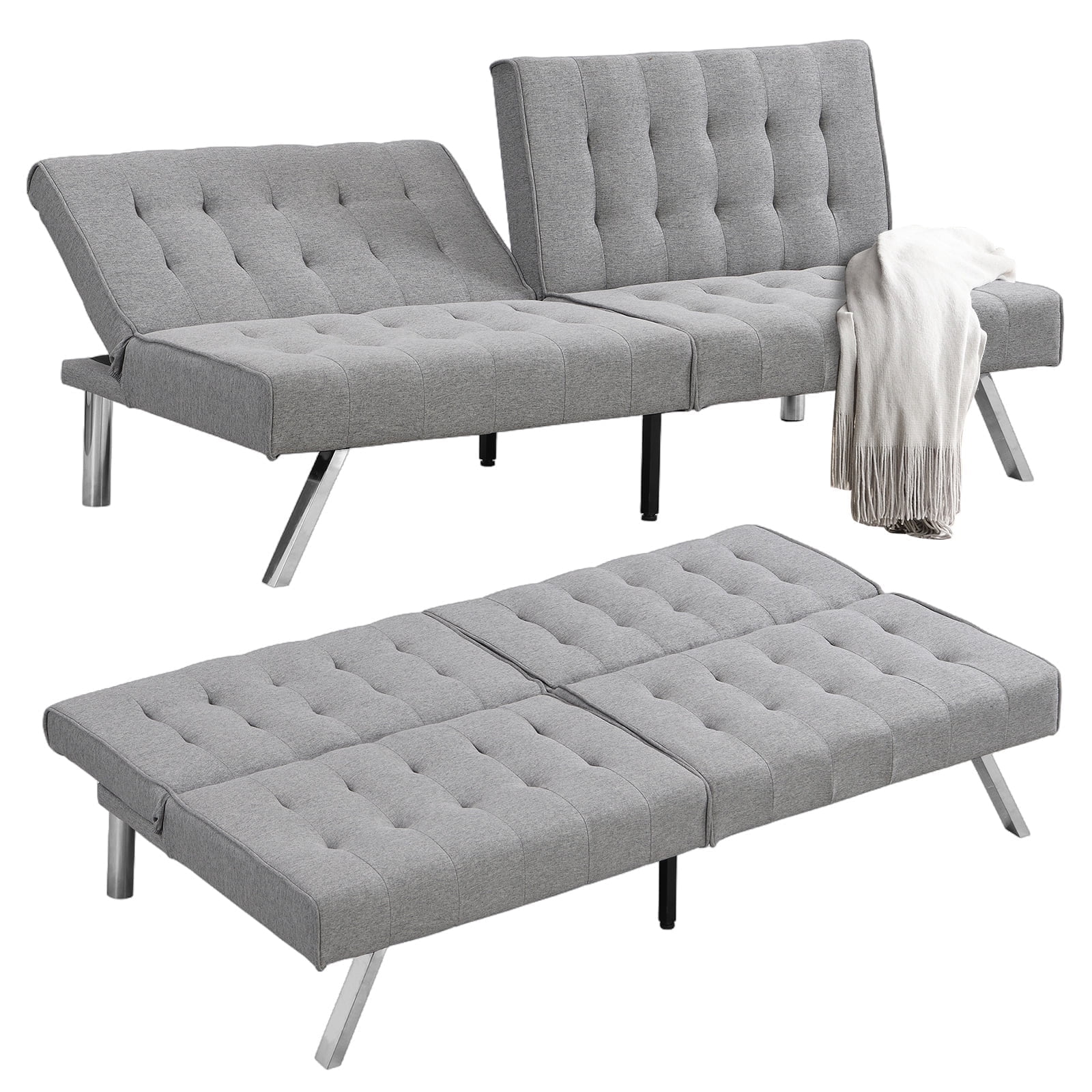 ASINMAK Convertible Sofa Bed Adjustable Couch Sleeper - Fabric Loveseat ...