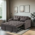 thumbnail image 1 of ASINMAK Convertible Sofa Bed Velvet Sleeper Sofa with Pull-Out Bed, 3-in-1 Futon Couch with Reclining Backrest and USB Support Side Pocket, Modern Loveseat for Living Room, Twin Size - Charcoal Gray, 1 of 6
