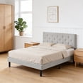 thumbnail image 1 of ASINMAK Twin Upholstered Platform Bed Frame, Linen Tufted, Light Gray, No Box Spring, 1 of 11