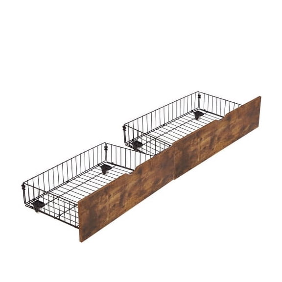 ASINMAK Under Bed Storager Fits King Bed Drawer with Wheels, Metal & MDF, Set of 2 - Brown & Black