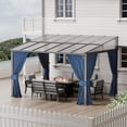 thumbnail image 1 of ASJMR 10x12FT Wall Mounted Gazebo with Polycarbonate Roof,Metal Frame Lean to Gazebo With Double Curtains for Garden Lawn Backyard Deck,Navy, 1 of 8
