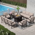 thumbnail image 1 of ASJMR 11PCS Aluminum Patio Furniture Set, Outdoor Conversation Sets w/5.1 " Cushion Patio Sectional Sofa with 45" Fire Pit Table, Sand, 1 of 7