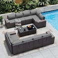 thumbnail image 1 of ASJMR 12PCS PE Rattan Patio Furniture Conversation Set All-Weather Sectional Sofa Set with Coffee Table & Cushions (Gray), 1 of 10